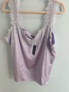 Lace-Trim Satin Cami in Light Lavender by INC